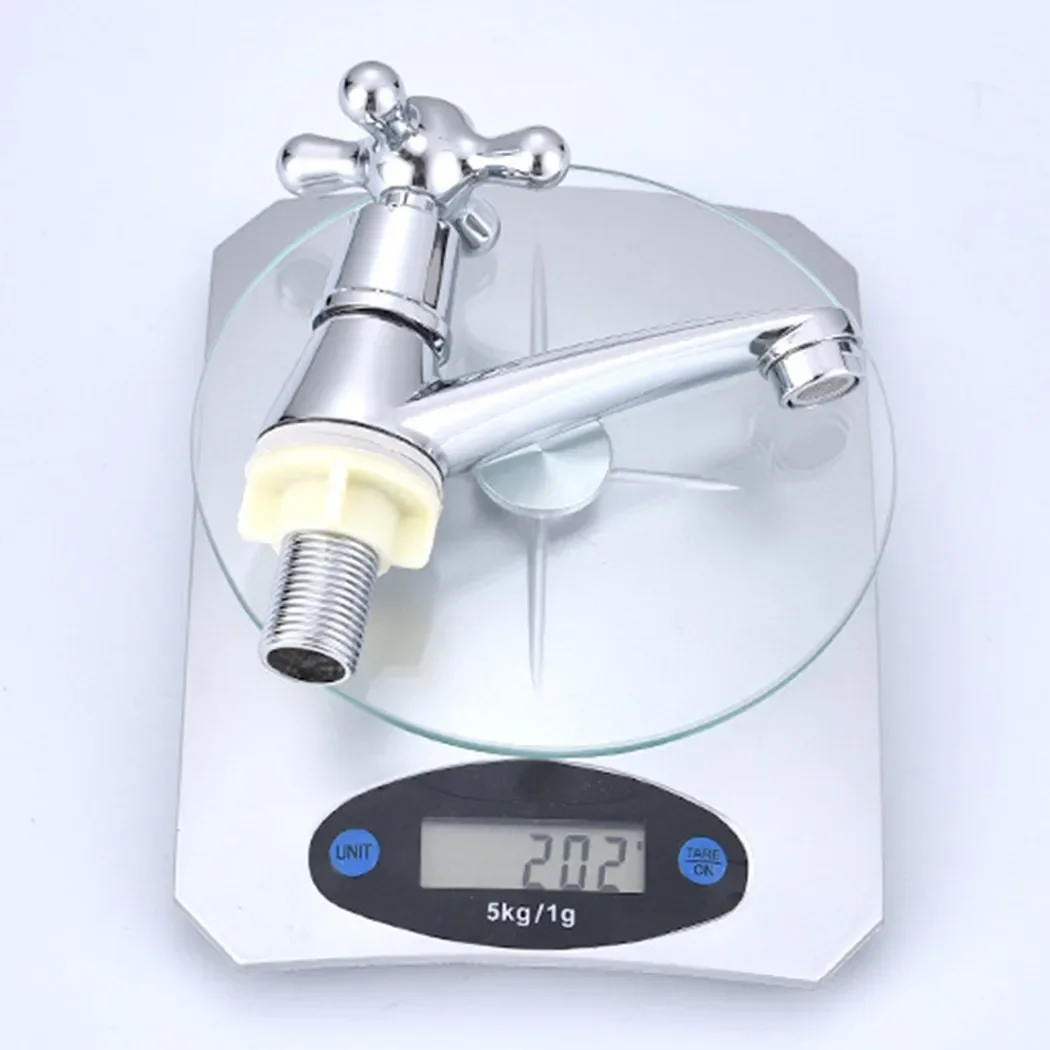 

Смеситель для раковины из цинкового сплава, хромированные краны для холодной воды, ручки с крестообразной головкой, серебряный кран для воды, 12 см, аксессуары для ванной комнаты, высокое качество