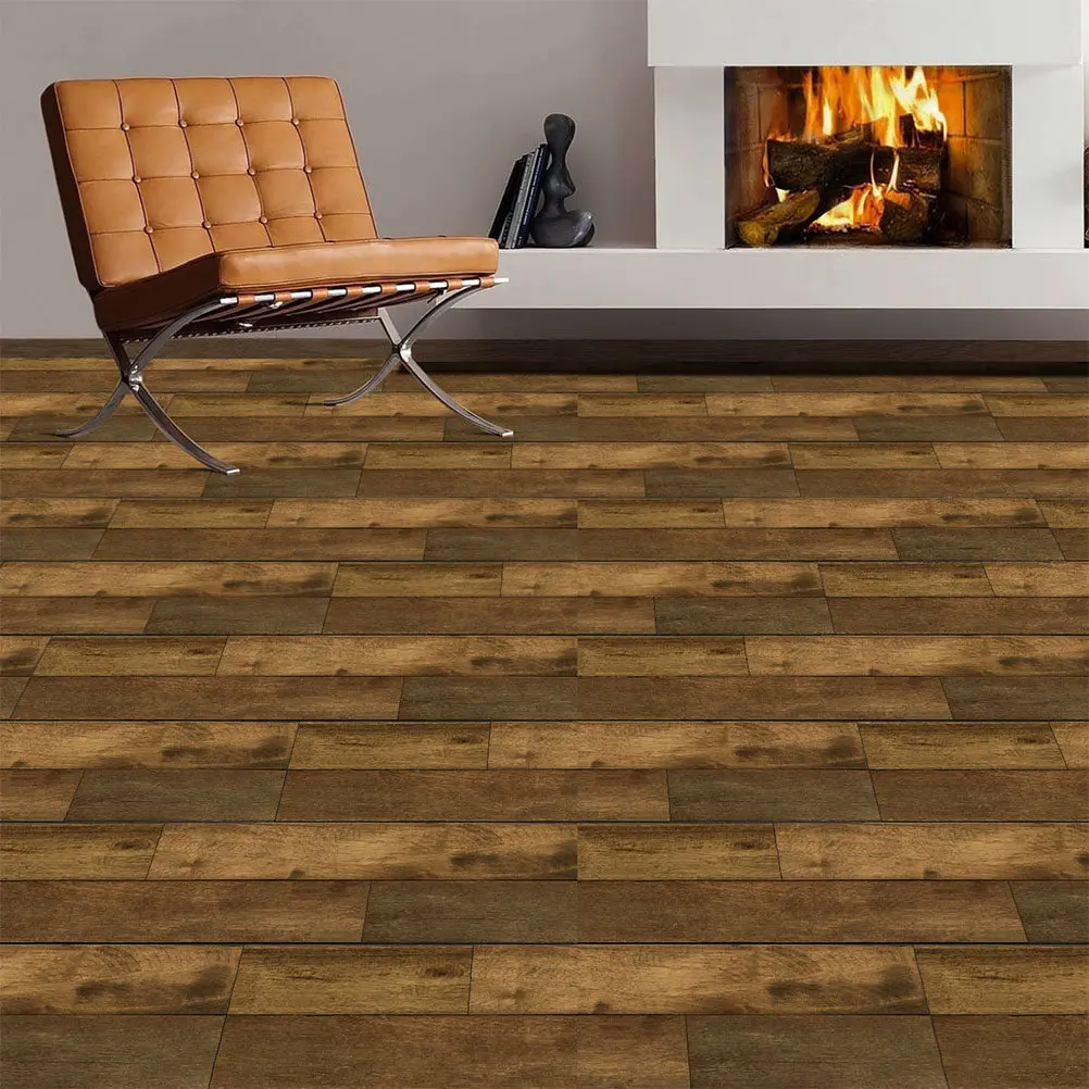 5Pcs Peel Stick Wood Grain Floor Tiles Self Adhesive Floor Decoration Flooring Planks for Bedroom Living Room Study