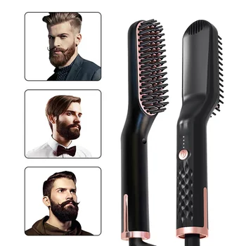 Image Electric Hair Straightener Brush Comb Beard Smooth Shape Anti Static Heating Straight Comb