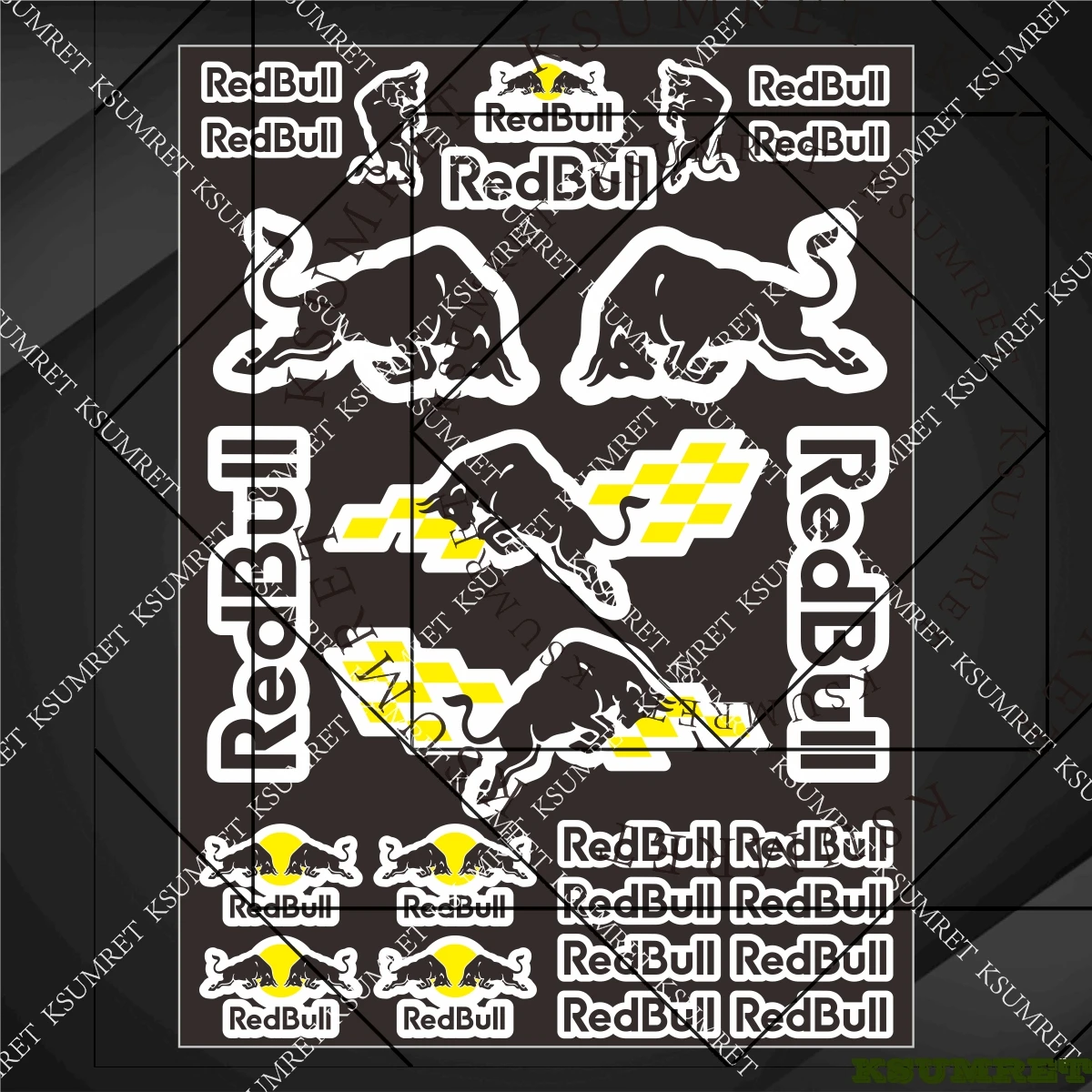 Vinyl For Red Bull Sticker Motorcycle Tank Decal Set Black Red Blue Gold