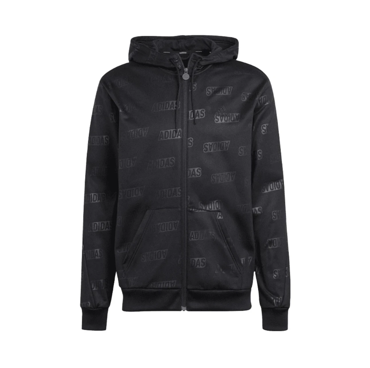 سترة أديداس بغطاء للرأس وأكمام طويلة للرجال باللون الأسود #1