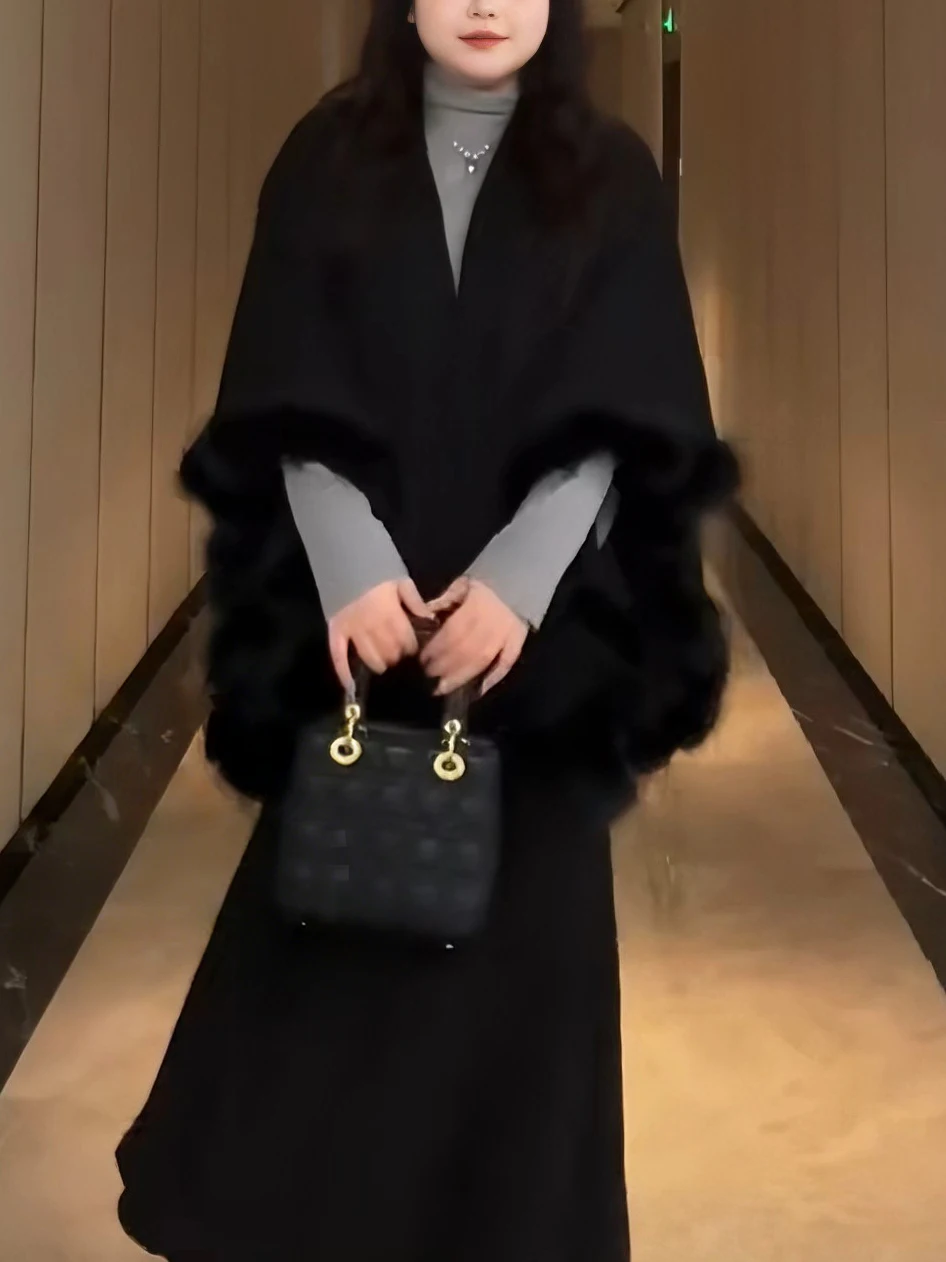 

plus Size Knitted Furry oulder Wrap f High Collar Fi Tail Skirt Set for Women Spring Faion Ensemble