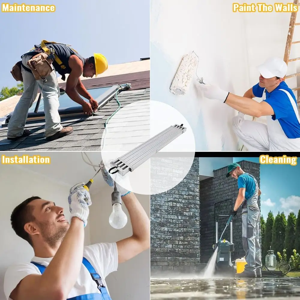 لوح تصغير، منصة عمل من الألومنيوم مع سطح مضاد للانزلاق، سعة تحميل 440 رطل، لوح سقالة قابل للتمديد للرسم R