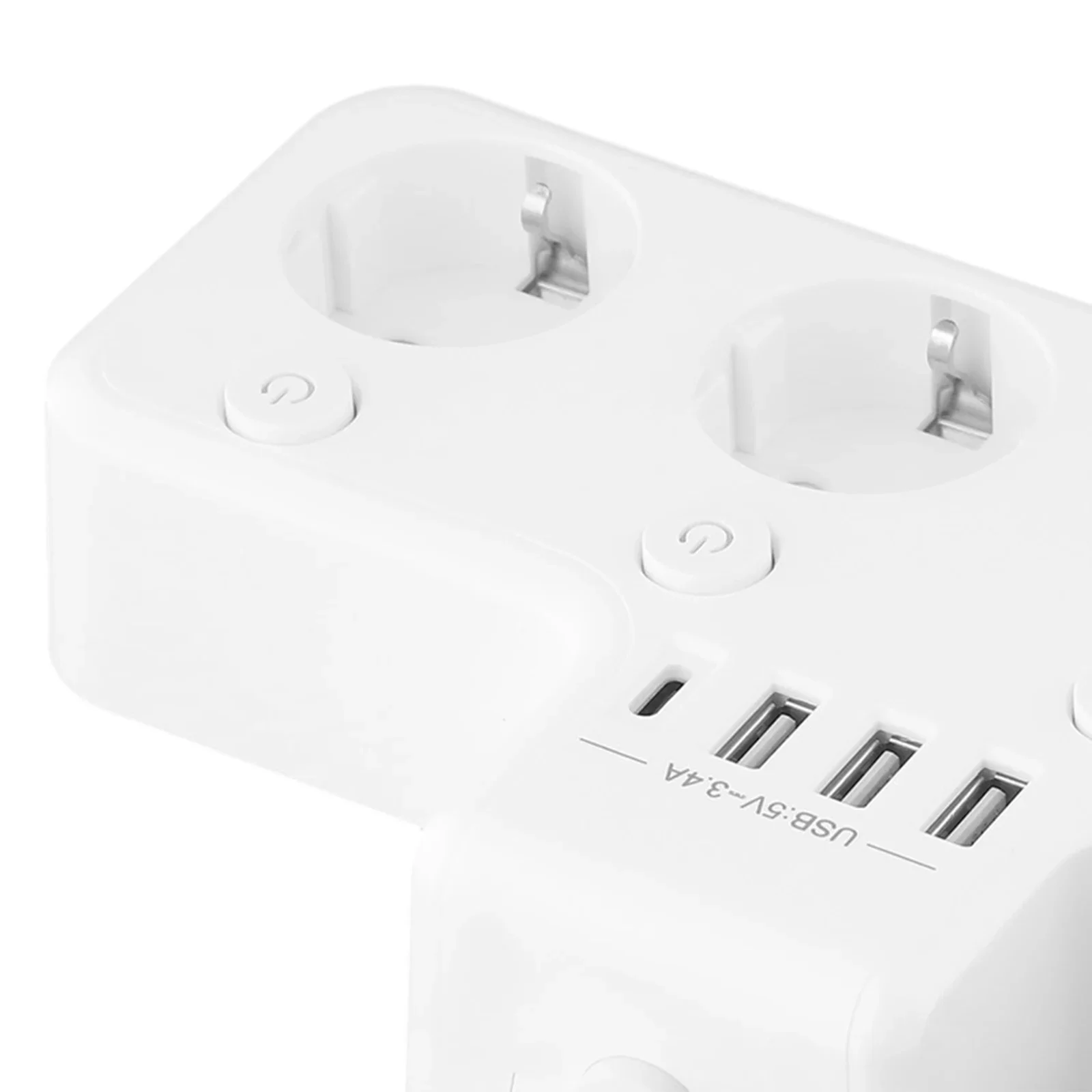 

Innovative Design 4 Way Power Strip With Individually Switchable EU Sockets USB Ports And Convenient Wall Mounting