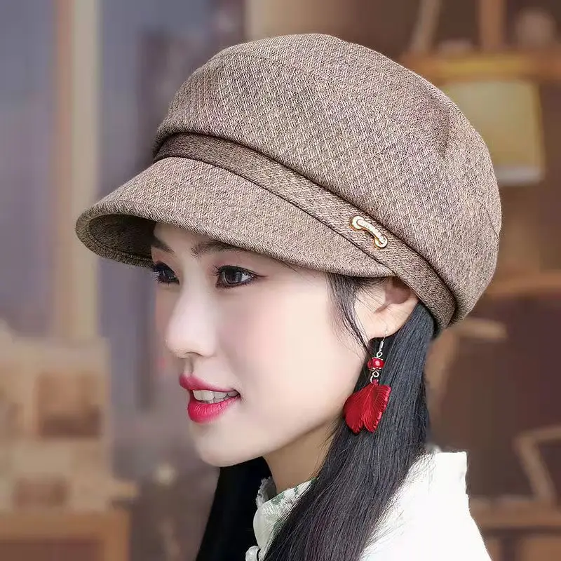 Spring Hat New Fashion Round Beret Duck Tongue Cap Elderly Mother Decorative Outdoor Old Women