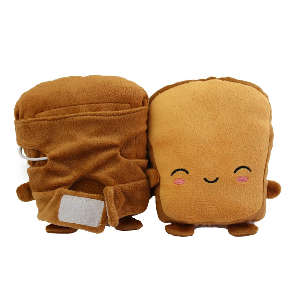 

1Pair USB Heating Toast Pattern Hand Warmers Half Finger Gloves Warm Winter Gloves Cartoon Style Comfortable Office Adults