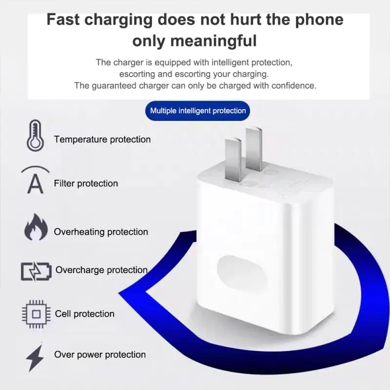 66W 6A USB Charger Super Fast Charging PD QC Adapter Smart Charge USB Type-C Cable Quick Charger for iPhone Xiaomi Huawei OPPO