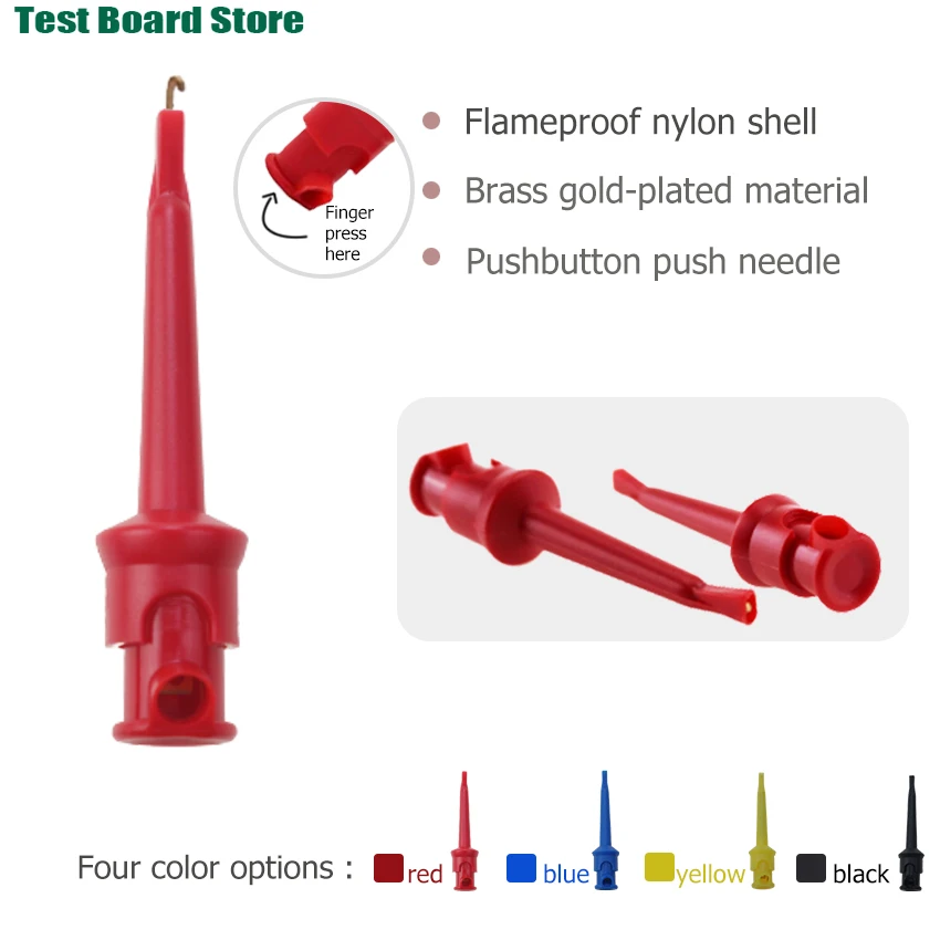 1Pce multimeter pure copper 14cm button type test hook test pin suitable for audio wire resistance meter wiring terminals