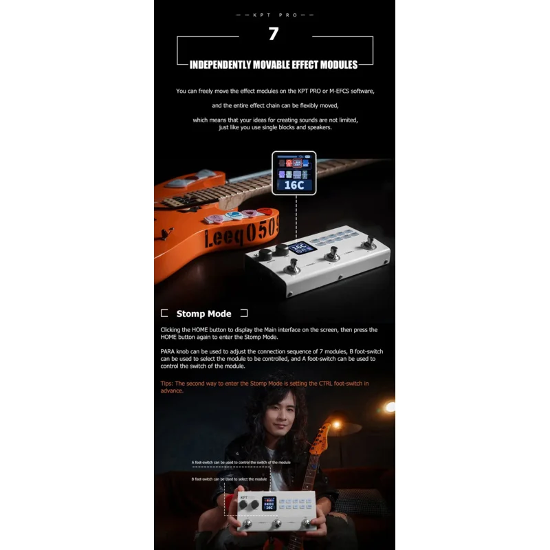 Yuimer KPT PRO جيتار كهربائي باس معالج متعدد التأثيرات TANK-G ترقية KPTPRO مؤثر دواسة من M-VAVE