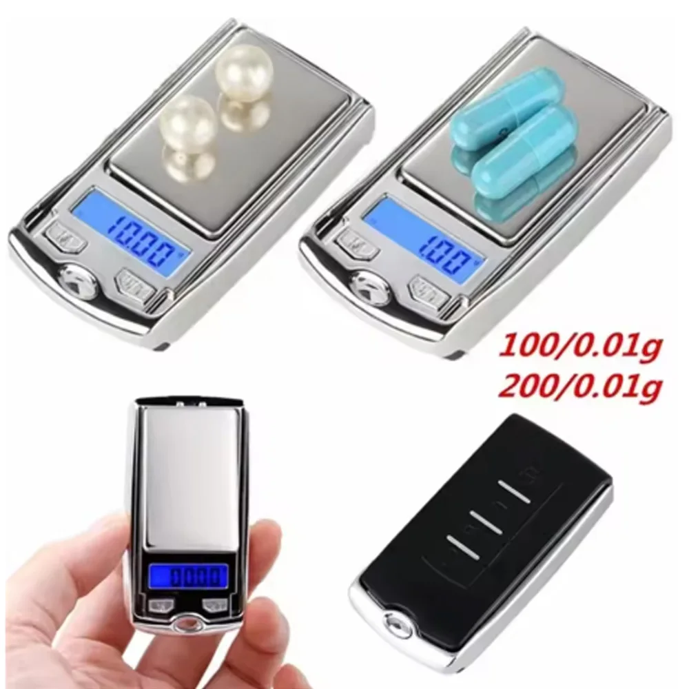 Nueva Báscula Digital de Bolsillo Electrónica con Forma de Llave de Coche, Precisión de 0.01g, 200g/100g, con Pantalla LCD