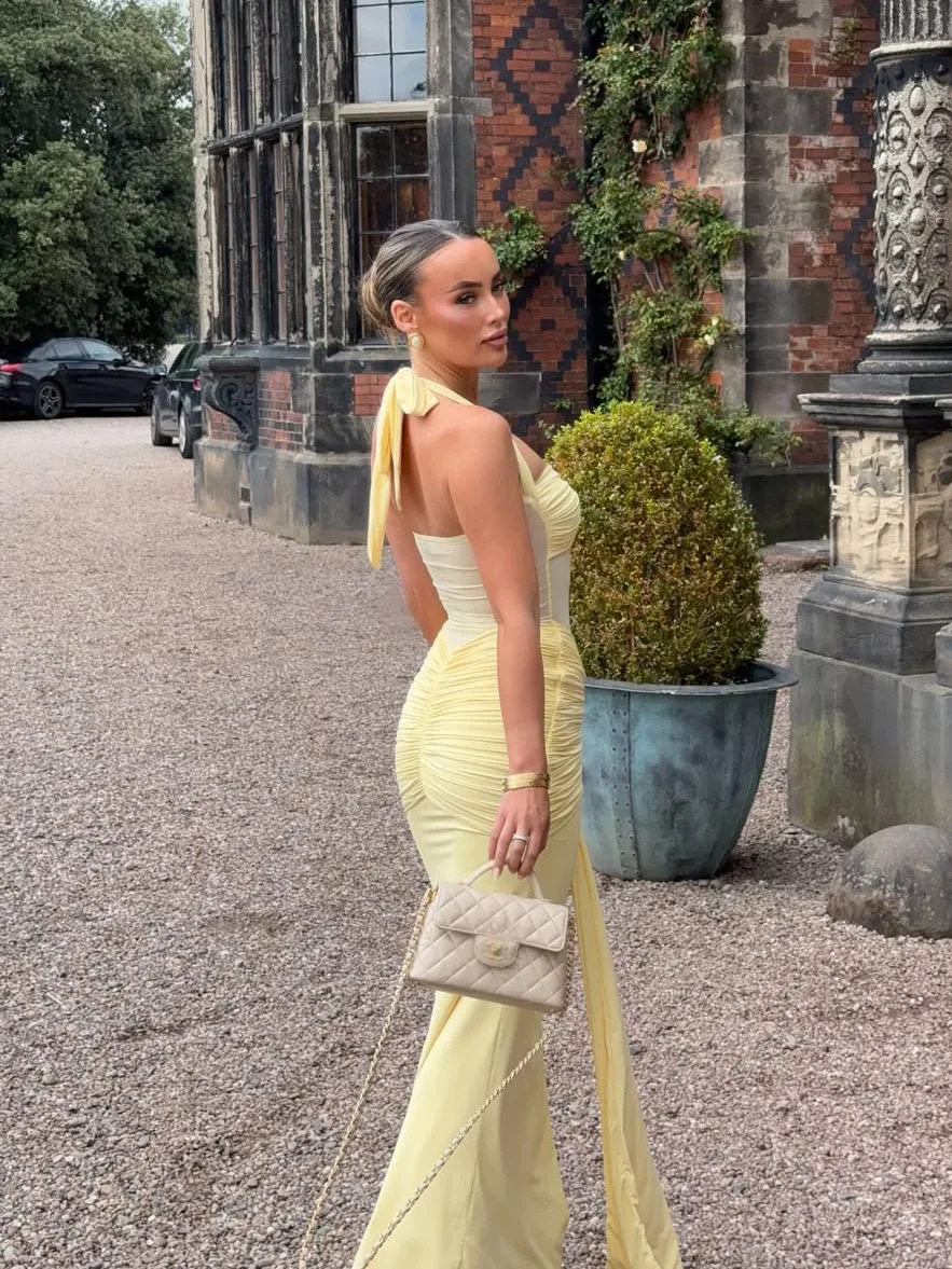 Suninheart ثنيات فستان سهرة ماكسي المرأة أنيقة الرسن فساتين لحضور الحفلات الموسيقية النبيذ المناسبات الرسمية فستان بدون ظهر مثير #3