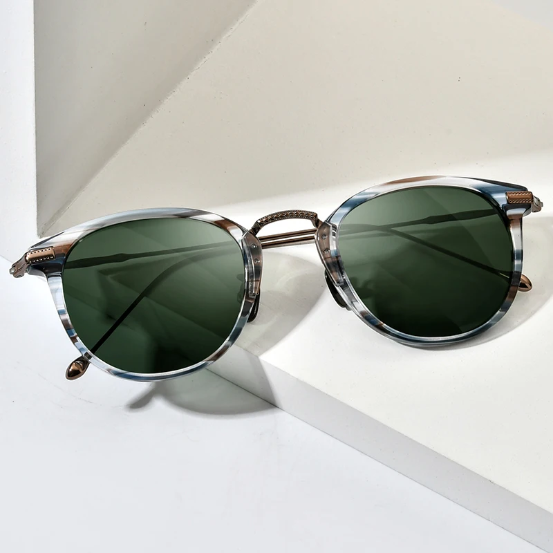 FONEX Acetate Titanium Sunglasses Women Retro Brand Design Vintage Square Sun Glasses for Men Japanese Shades 85648T