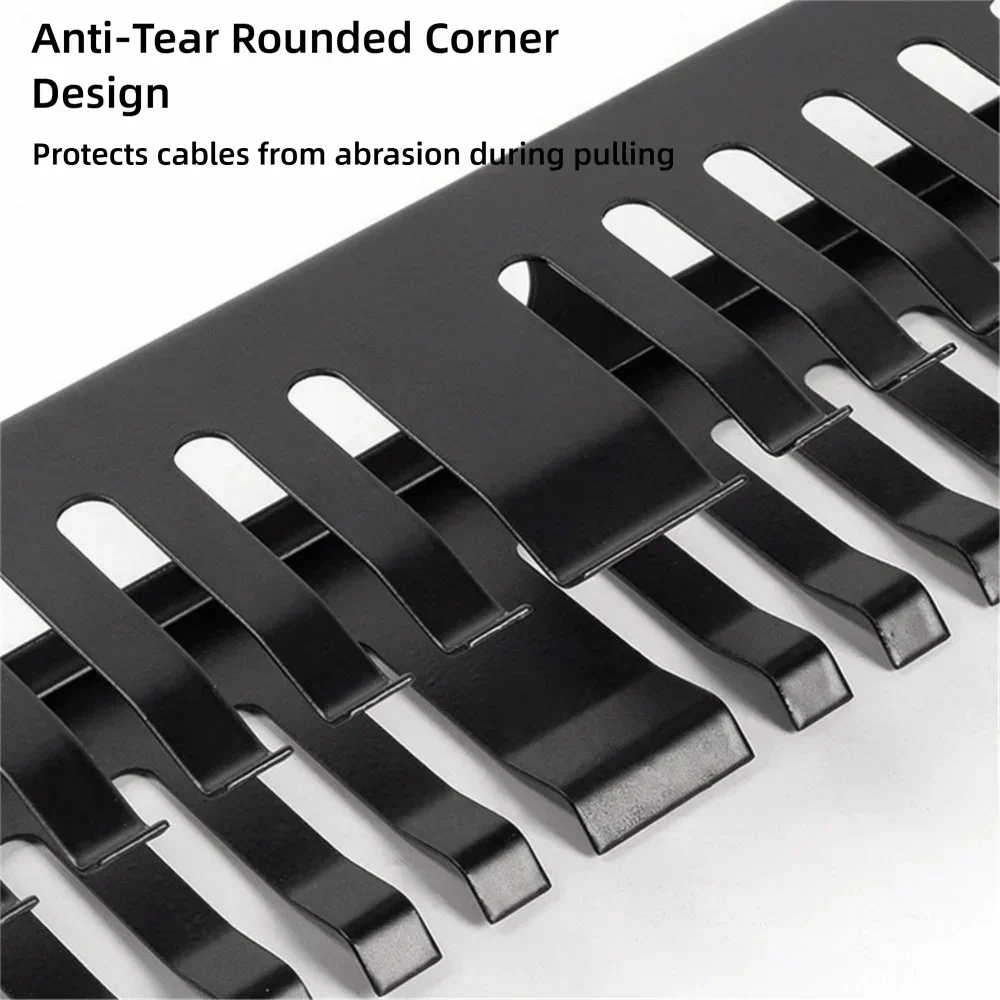 1U Cable Management Horizontal Mount 12/24 Slot Metal Wiring Duct 19inch Server Rack Wire Organizer Monitoring Center