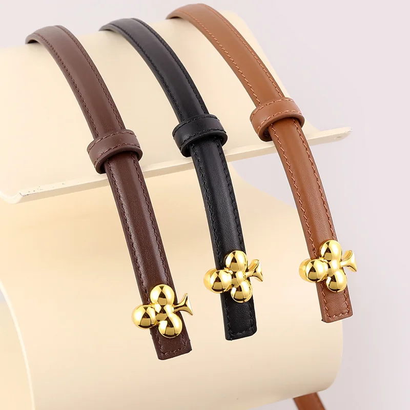 

New Genuine Leather Women's Waist Cover Small Belt Women's Advanced Decoration with Dress Suit Thin Belt Factory Stock