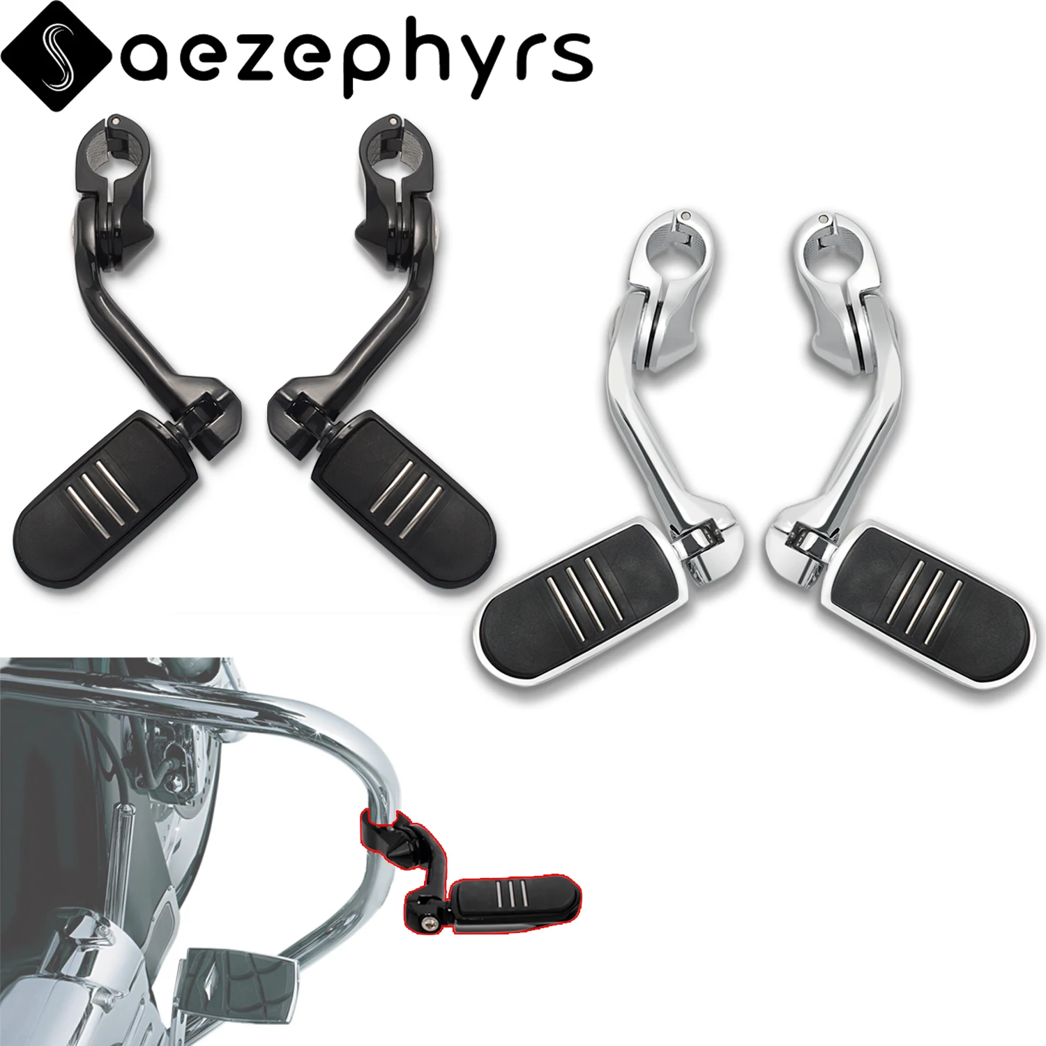 Image of Motorrad 1,25" 32 mm Highway verstellbare Fußrasten Motorschutz Lange Fußrastenhalterung für Honda Suzuki Yamaha Harley Touring Softail Dyna Sportster Iron 883 XL1200 Electra Glide Street Bob Fat Boy