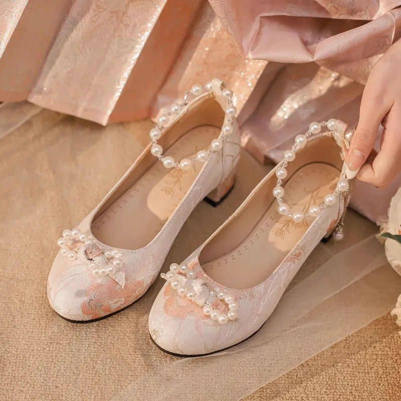 Qipao – chaussures classiques à talons hauts Lolita pour femmes, jupe Mian assortie, Style féerique ancien Hanfu LO, grande taille unique