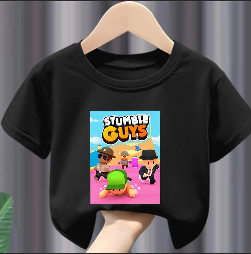 Top de manga curta infantil Stumble Harajuku, T para meninos e meninas, casual em o pescoço, tecido modal, Wish Asha, jogos infantis, jogos para meninos, Y2K