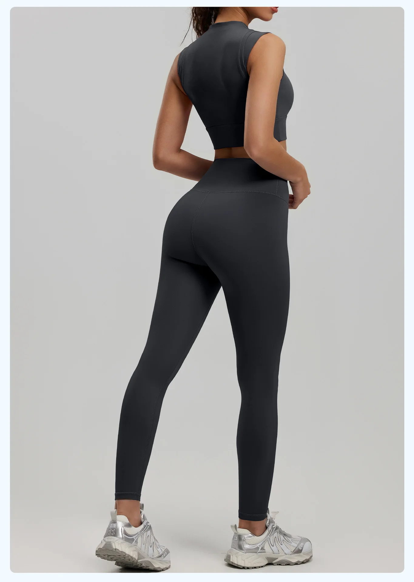 Damen-Yoga-Tanktop, hochelastisch, sportlicher BH mit leicht hohem Ausschnitt und integrierten Cups, hebt und formt den Busen, sexy Fitness – Detail 10