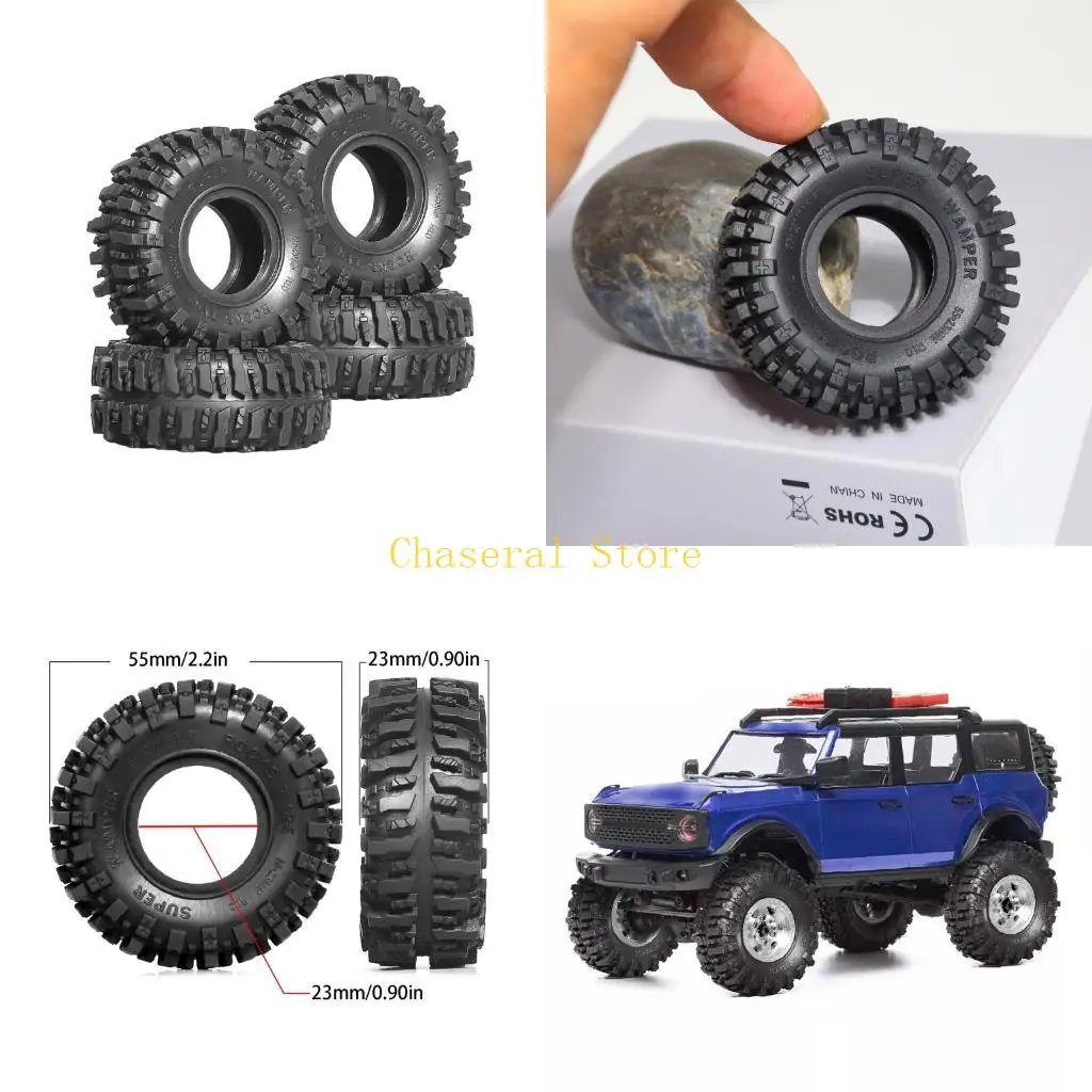 E7CE 55 mm All Terrain Mud Tires 4pcs pour SCX24 Mménage des robots accessoires Crawlers Pneus pour grandes performances