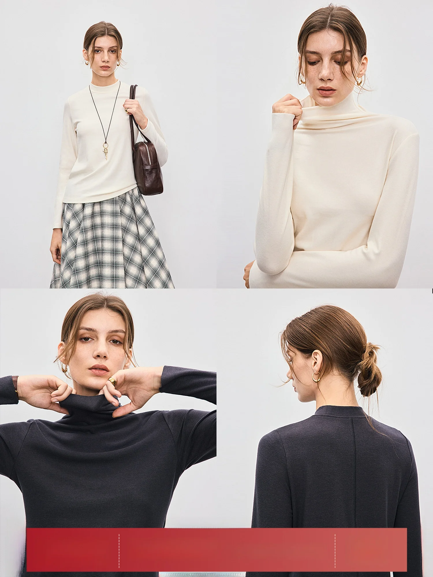 

Women's Knitted Acetate Wool Base irt round Ne f High Ne Soft Warm Overhead Long Sve Cleanfit Sle Chinese Brand