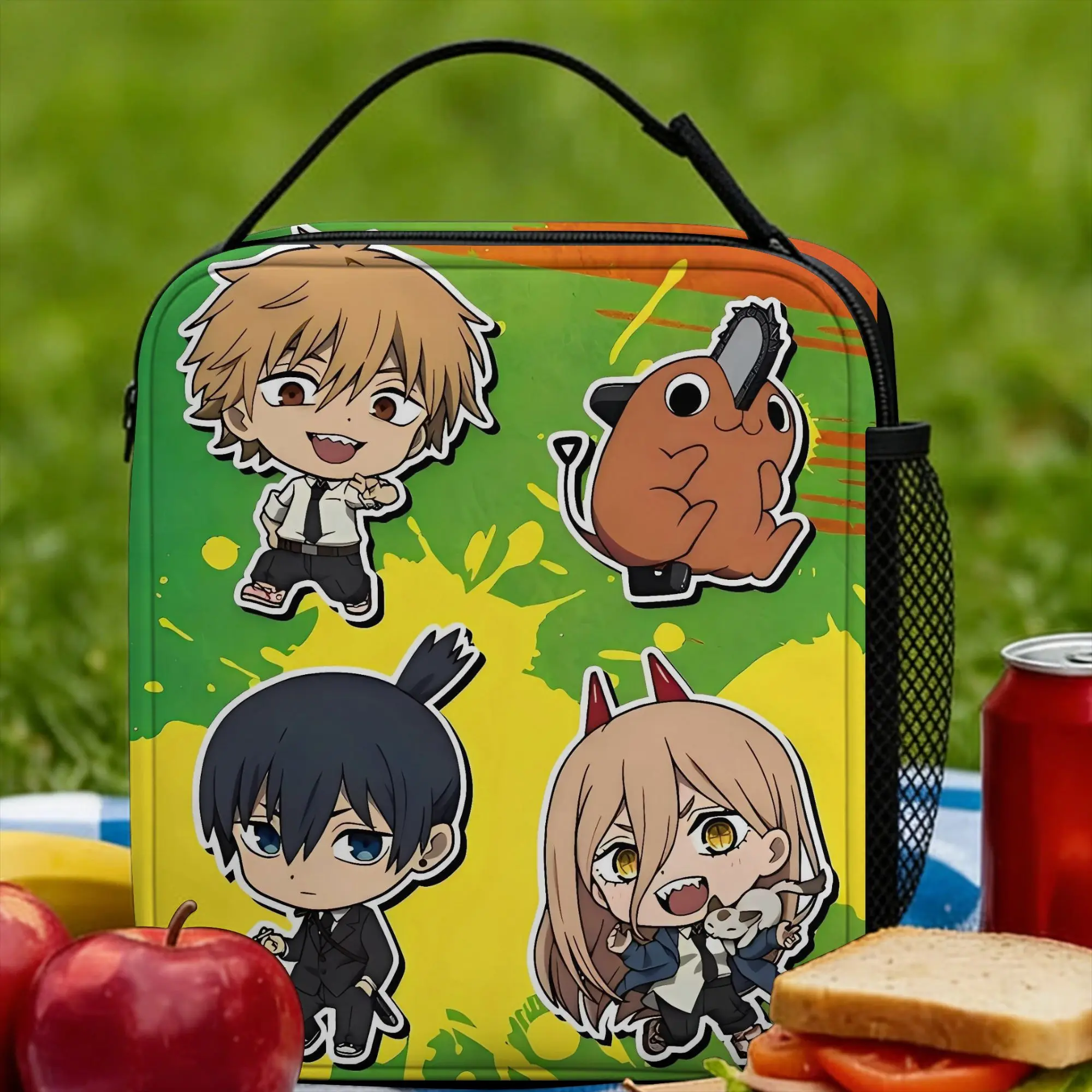 Chainsaws Man Lunch Bag meme Picnic Lunch Box For Child Casual Graphic Design Thermal Tote Handbags Oxford Portable Cooler Bag