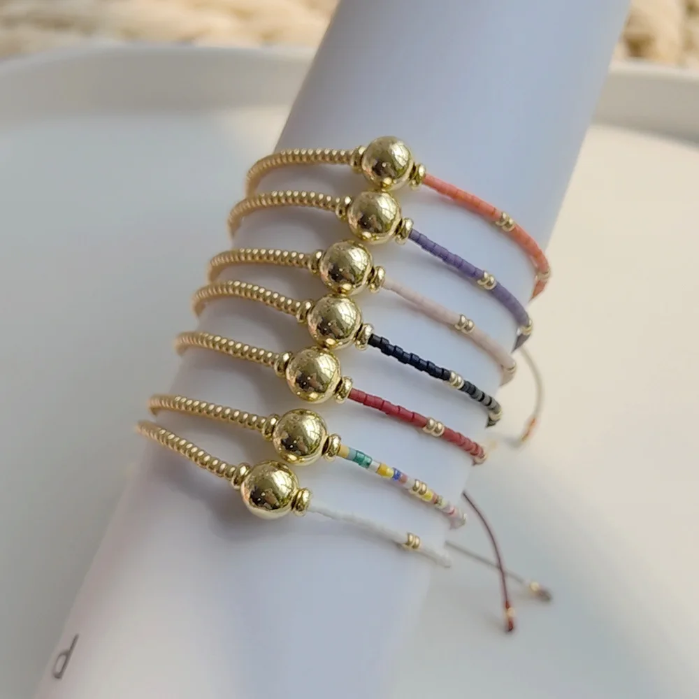 10 pieces 18k plated gold balls Miyuki bracelets mix colors new desing summer holiday jewelry