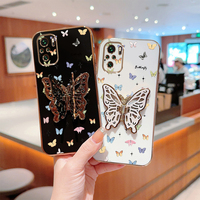 N ote 10 Little Butterfly Plating Holder Phone Case For Xiaomi Redmi Note 10Pro 10 12 12S 10T 11S 11Pro 11EPro 12Pro 9 10S Cover