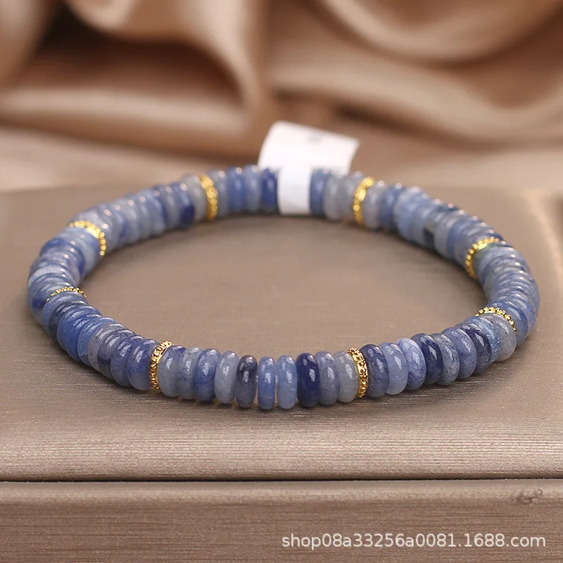 Natural Blue Chalcedony Abacus Beads Bracelet Women's Light Luxury Niche Exquisite Kyanite Lucky HandString for Girlfriend Gifts
