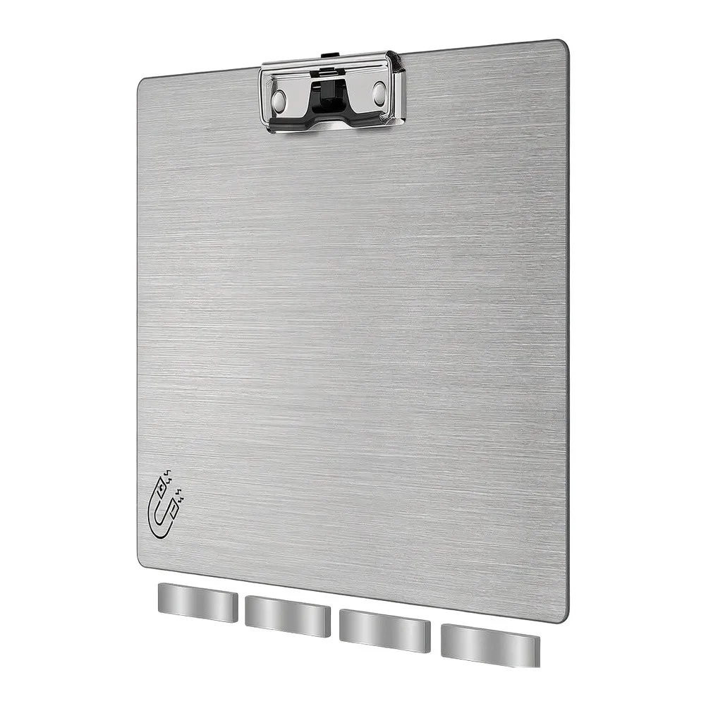 Stainless Steel Clipboard for Office Classroom Writing 230mm for x 200mm for x 10mm Silver Metal Clip Board Paper Holder