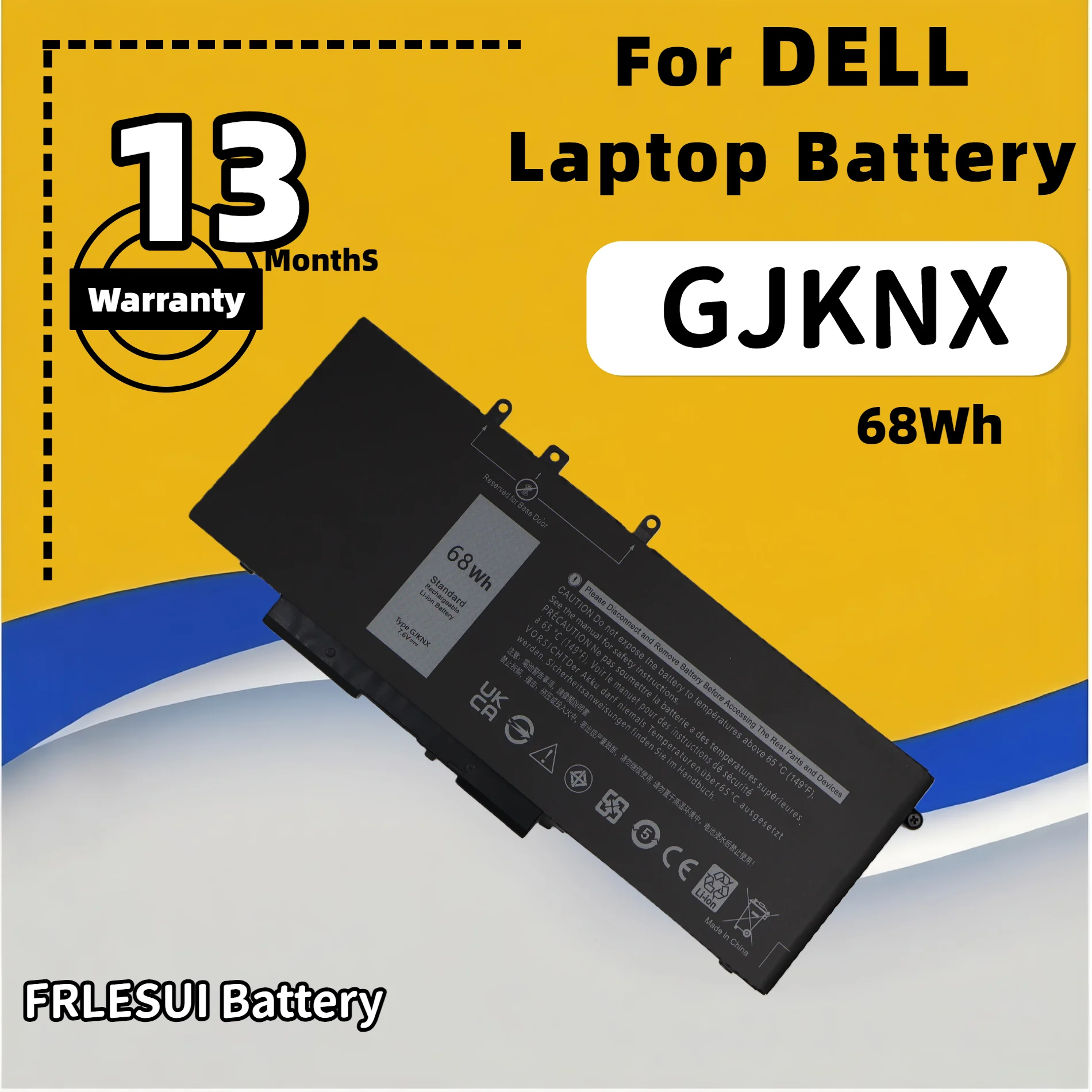 FRLESUI For DELL Latitude E5480 5580 5490 5590 For DELL Precision M3520 M3530 Series GD1JP GJKNX Battery  13 months warrannty