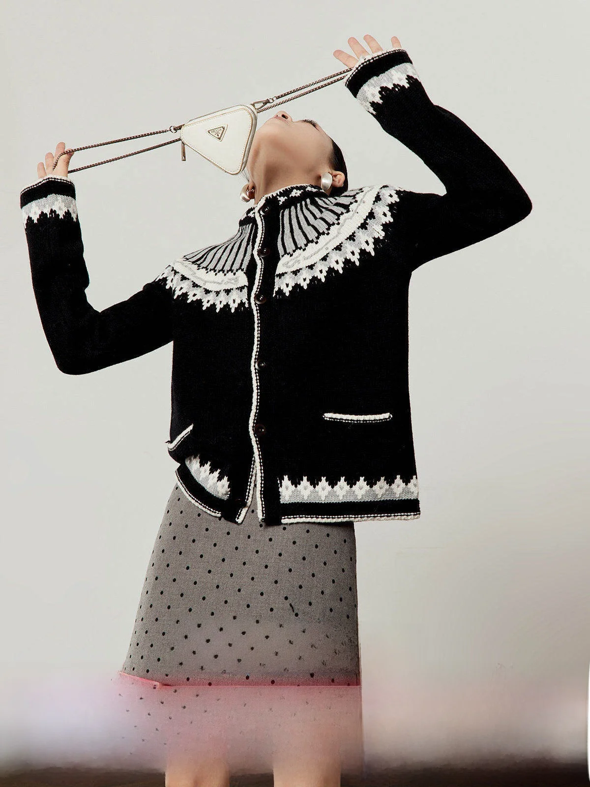 

Bla Knitted Sweater Women's Retro Embroidery Loose Coat Small Collar Commute Sle Long Sve Geometric Pattern Button up