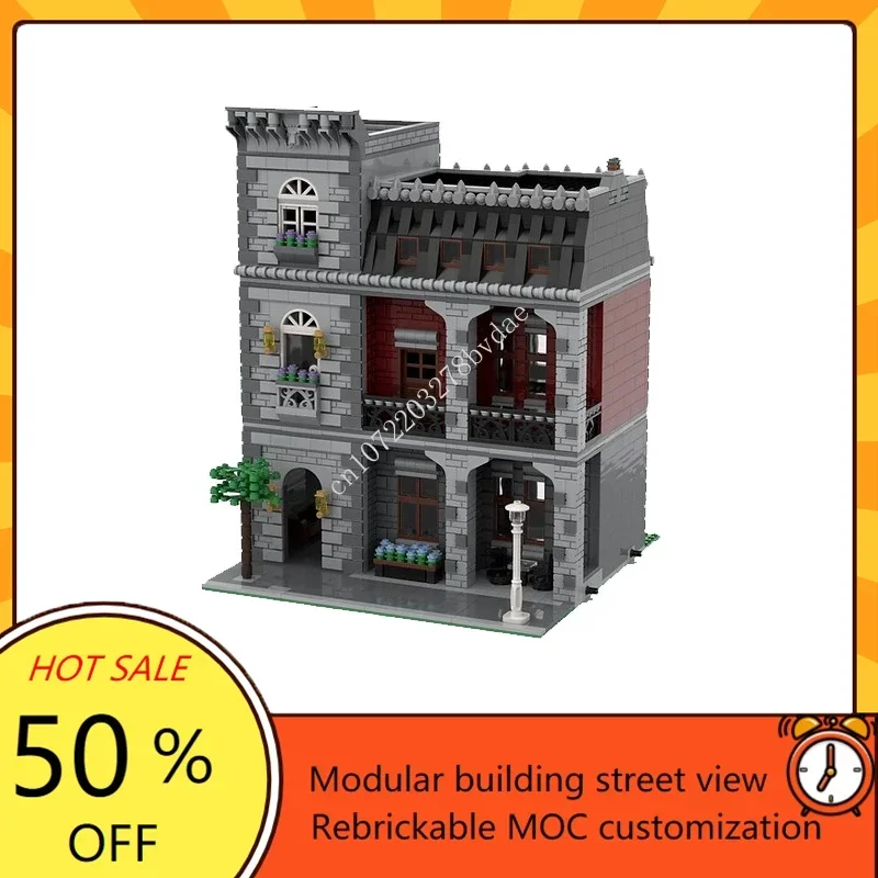 3000+PCS Customized MOC Modular  Red Arch Building Street View Model Building Blocks Technology Bricks DIY Assembly Toys Gifts