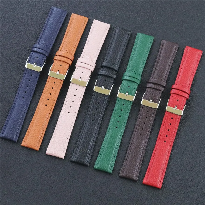 10-22mm Genuine Leather Watch Strap Band 18mm 20mm Universal Replacement Litchi Lychee Texture Bracelet Men Women Watchbands