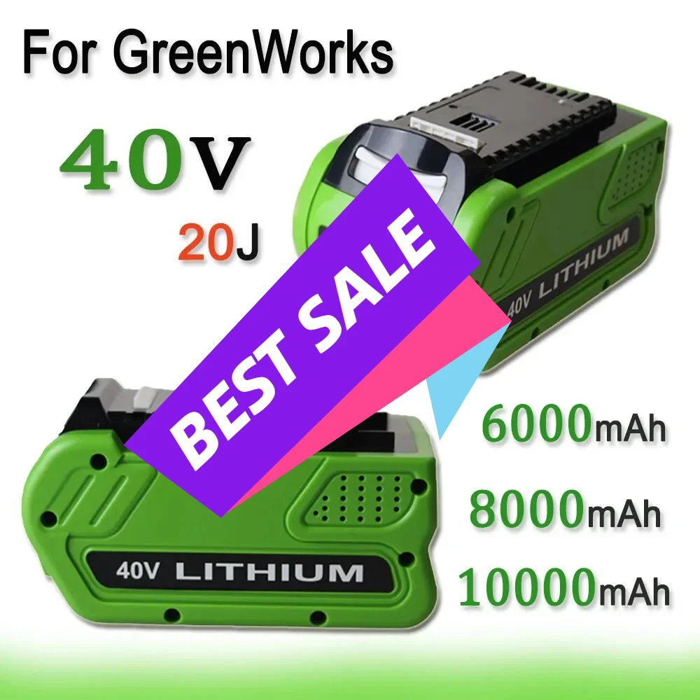 

40V 18650 Li-ion Battery 5.0 6.0 8.0AH for GreenWorks 40V 29462 29472 29282 G-MAX GMAX Lawn Mower Power Tools Battery