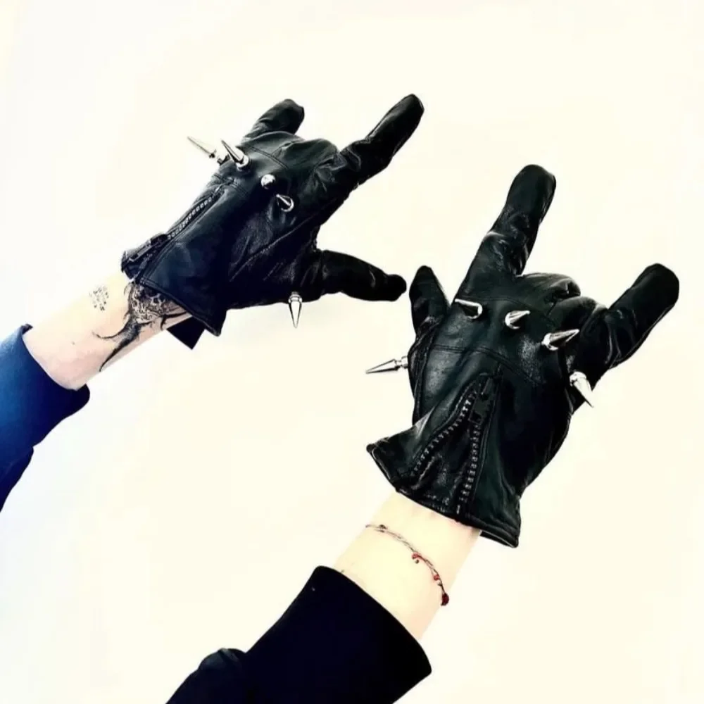 NIGO Men's Fashion Punk Goatskin Gloves Moto Riding Gloves High Street Trend Hip Hop Style Gloves Accessories #NGTOP11842