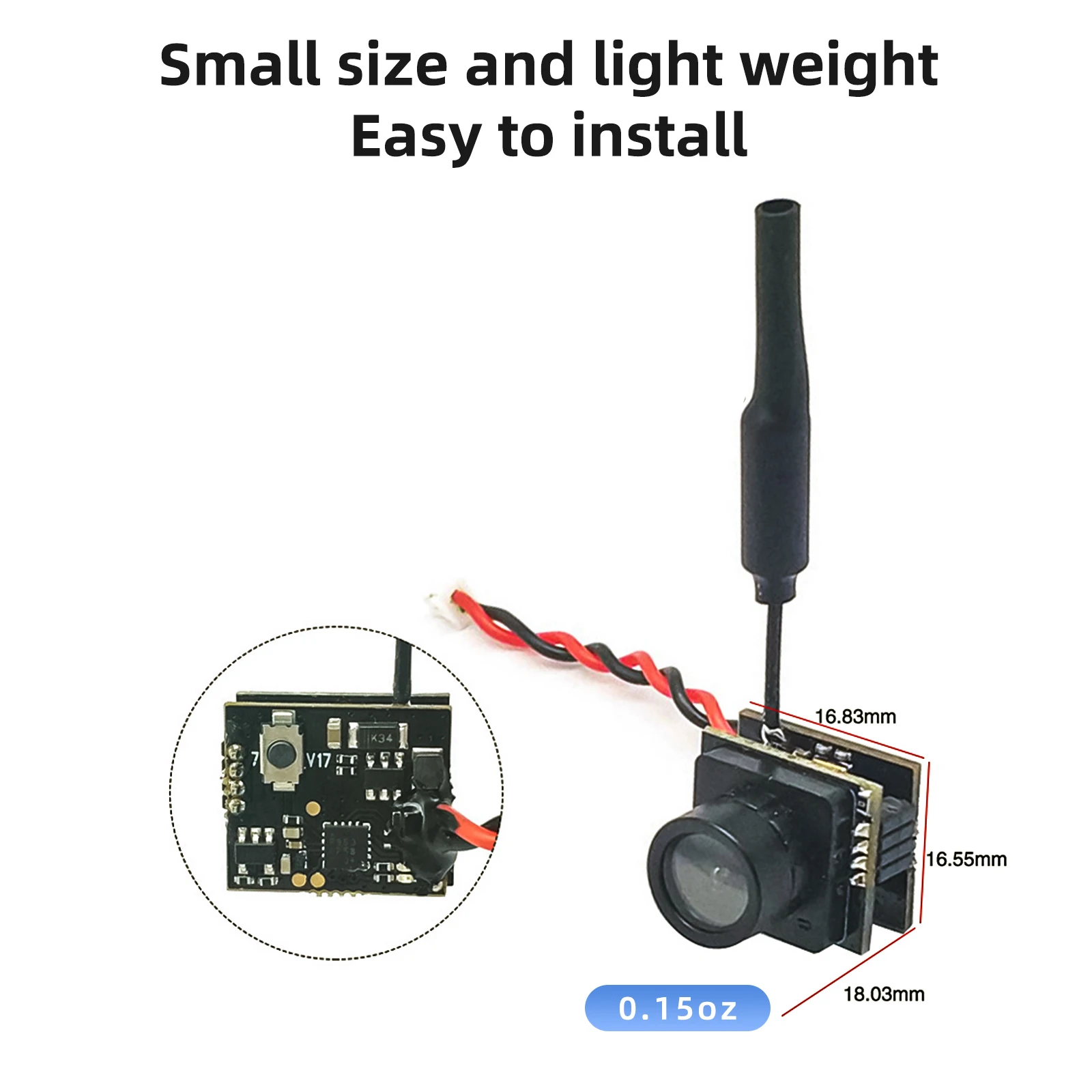 EWRF 800TVL Micro Camera 5.8G 48CH 200mW FOV170 CMOS AIO FPV Camera for Radiolink F121 Mini Racing Drone Quadcopter