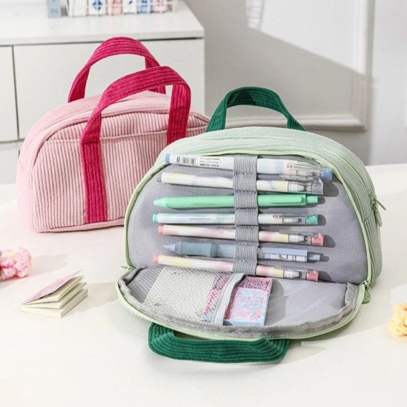 1PC Pink Striped Women Cosmetic Bag Portable Travel Organizer Toiletry Makeup Storage Pouch Handbag Ladies Zipper Toiletry Bag