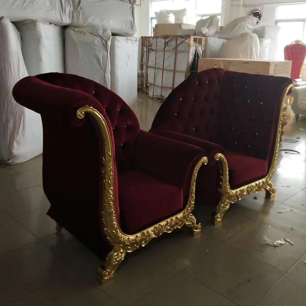 European-style Fabric Sofa, Red Couple Dofa, High-back Image, Hotel Light Luxury Furniture