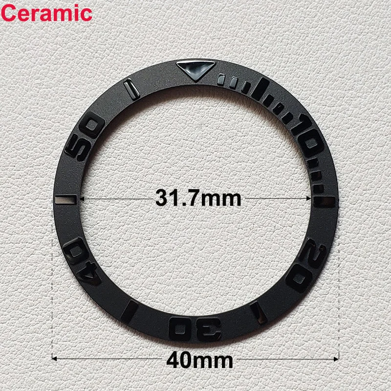40mm * 31.7mm Ceramic Watch Tilt Bezel Insert Fit 42mm to 44mm Diving GMT Yacht Sea Dweller Watch Cases Watch Ring Accessories