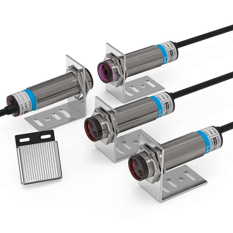 Laser Photoelectric Sensor Retro-reflective M18 Series 10-30V NPN PNP Visible Spot 2mm Sensing Distance 8M Adjustable