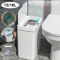 15/18L Automatic Trash Bin Quiet Intelligent Touchless Trash Can Rechargeable Electric Garbage Bin for Kitchen Bathroom Bedroom