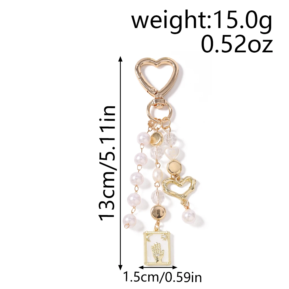 Aihua Y2K Perlen Sonne Mond Hamsa Hand Schlüsselanhänger für Frauen Mädchen Ins Herz Schlüsselring Handtaschenanhänger DIY Handgemachter Schlüsselanhänger Geschenke – Detail 1
