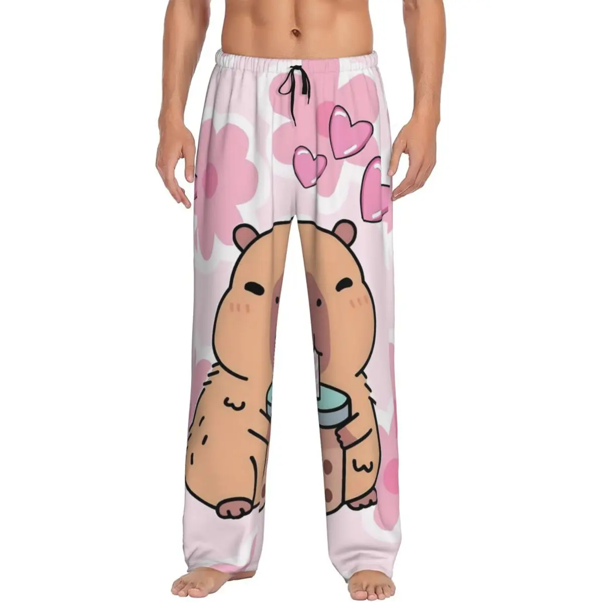

Custom Print Capybara Pajama Pants for Men Cute Anime Sleep Sleepwear Bottoms with Pockets
