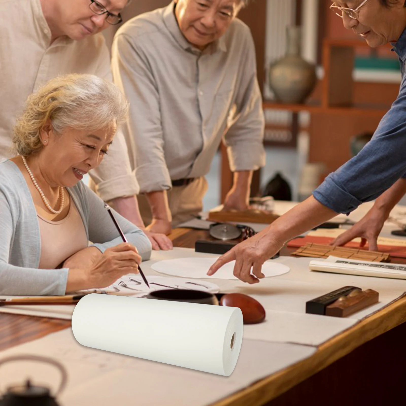 

1 Roll Thickened Chinese Calligraphy Paper 35cmx100m Xuan Paper Easel Large Drawing White Poster Painting Craft Roll