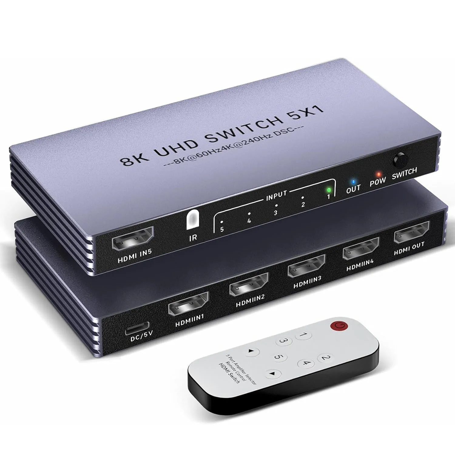 

Коммутатор 8K UHD 4K @ 240 Гц HDMI-сплиттер 5 в 1, HDR10+ HDMI2.1 3D CEC HDR HDCP2.3, используется для PS5/4/3 Xbox DVD-плеера Nintendo