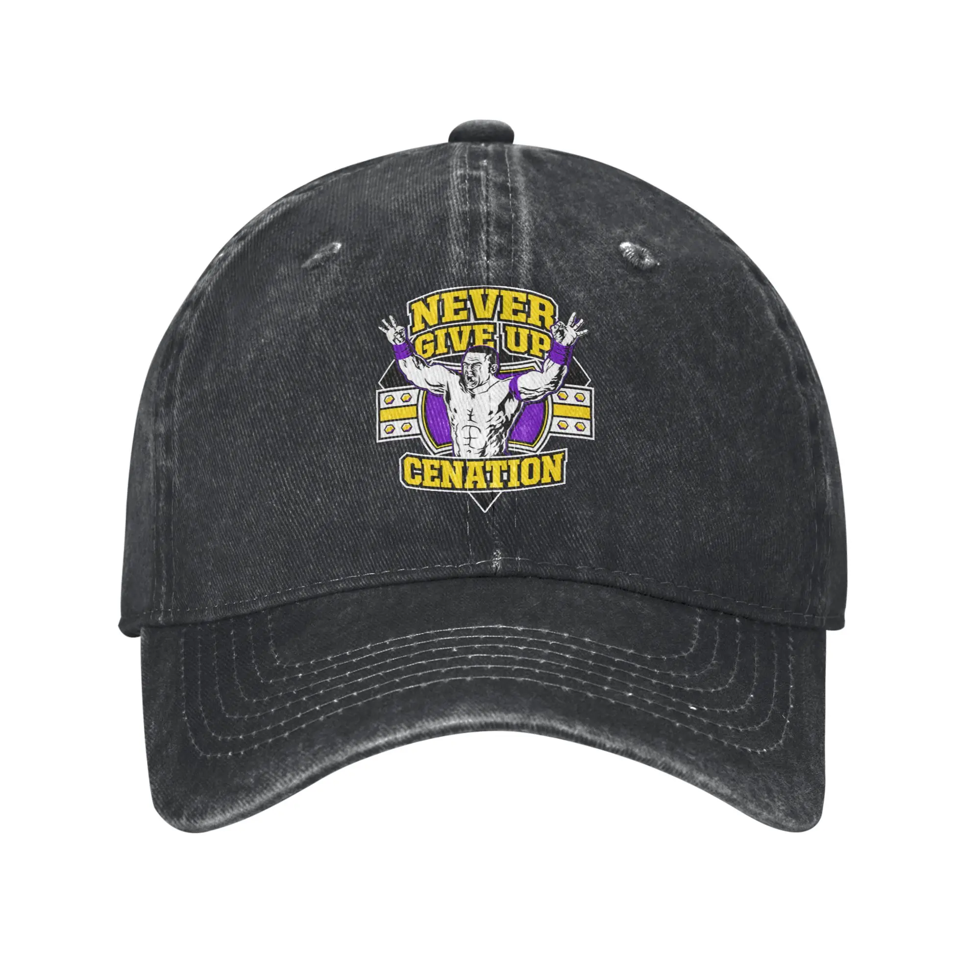 Custom Punk Unisex Professional Wrestling  Cowboy Hat Adult Never Give Up Adjustable Dad Hat for Men Women Sun Protection