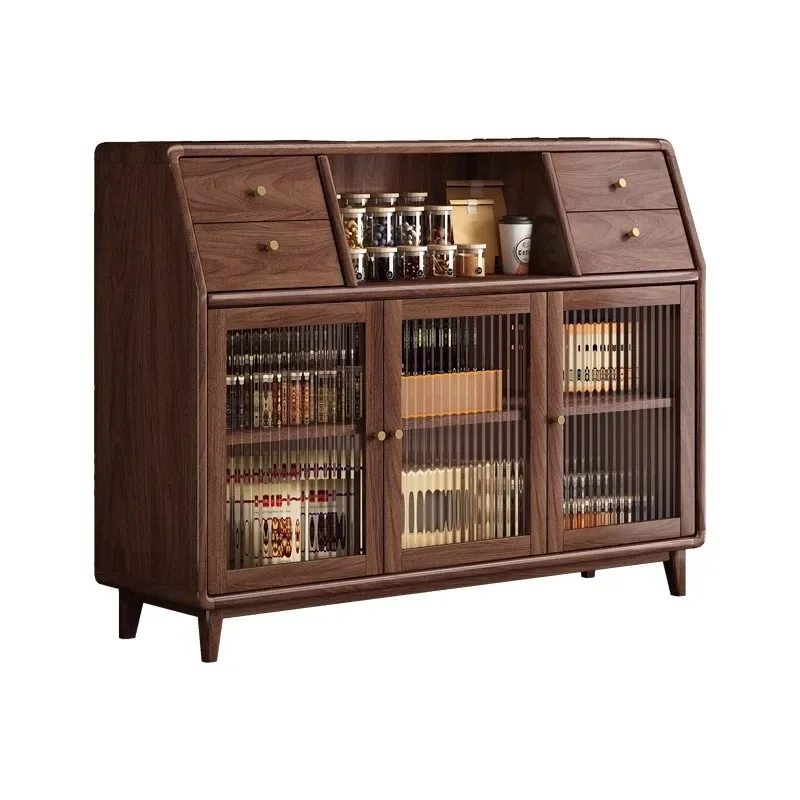 Solid Wood Walnut Cabinet Small Living Room Apartment Dining Kitchen Chinese Household Side