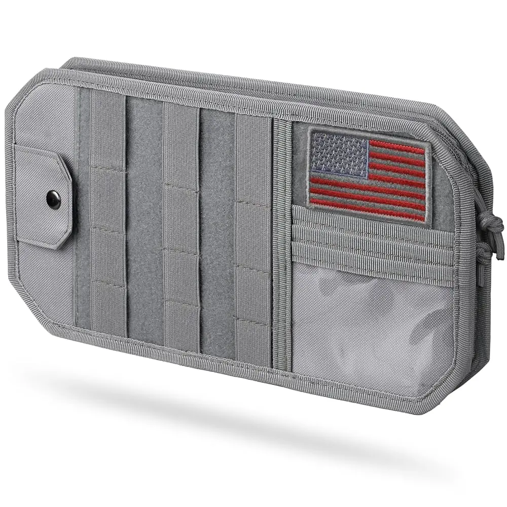 

Molle Car Sun Visor Organizer with Zipper Storage Pouch & Glasses Clip, Auto Semi-Rigid MOLLE Panel for Police Gear & Overlan
