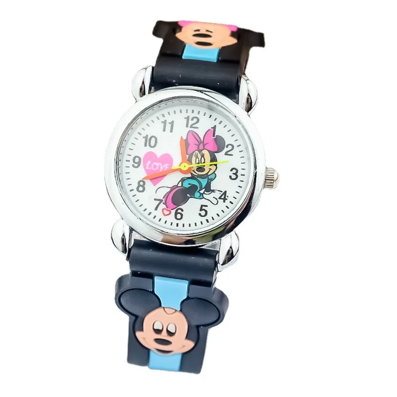 Reloj de pulsera de silicona con dibujos animados en 3D para niños, Mickey y Minnie, relojes de cuarzo para niños, regalos de cumpleaños para niños y niñas