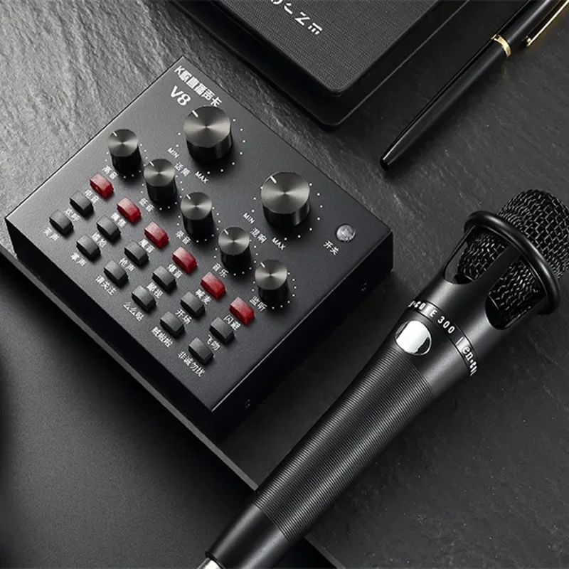 12 Sound Effects Mobile Phone Computer Sound Card Anchor Equipment Stage Audio Processor Mixer Microphone Set Live Diacritical